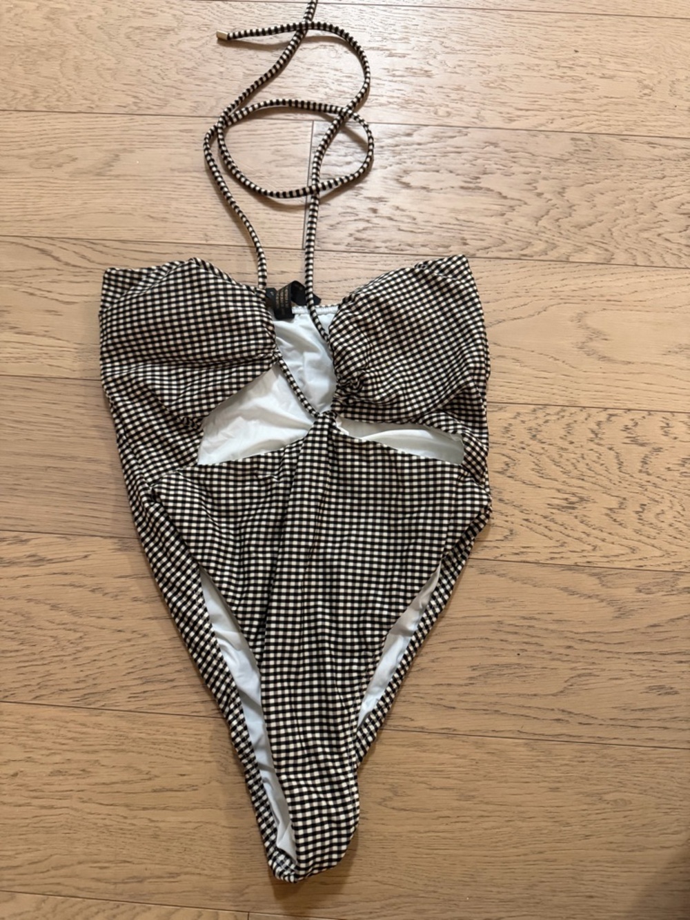 Vix Black & White Gingham One-Piece Swimsuit with Cutouts